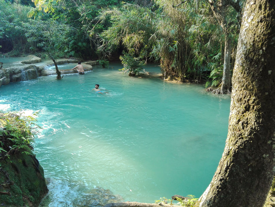 Swimming at Kuang Si Waterfalls