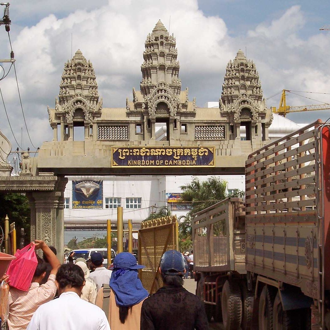 Crossing border gate in Cambodia