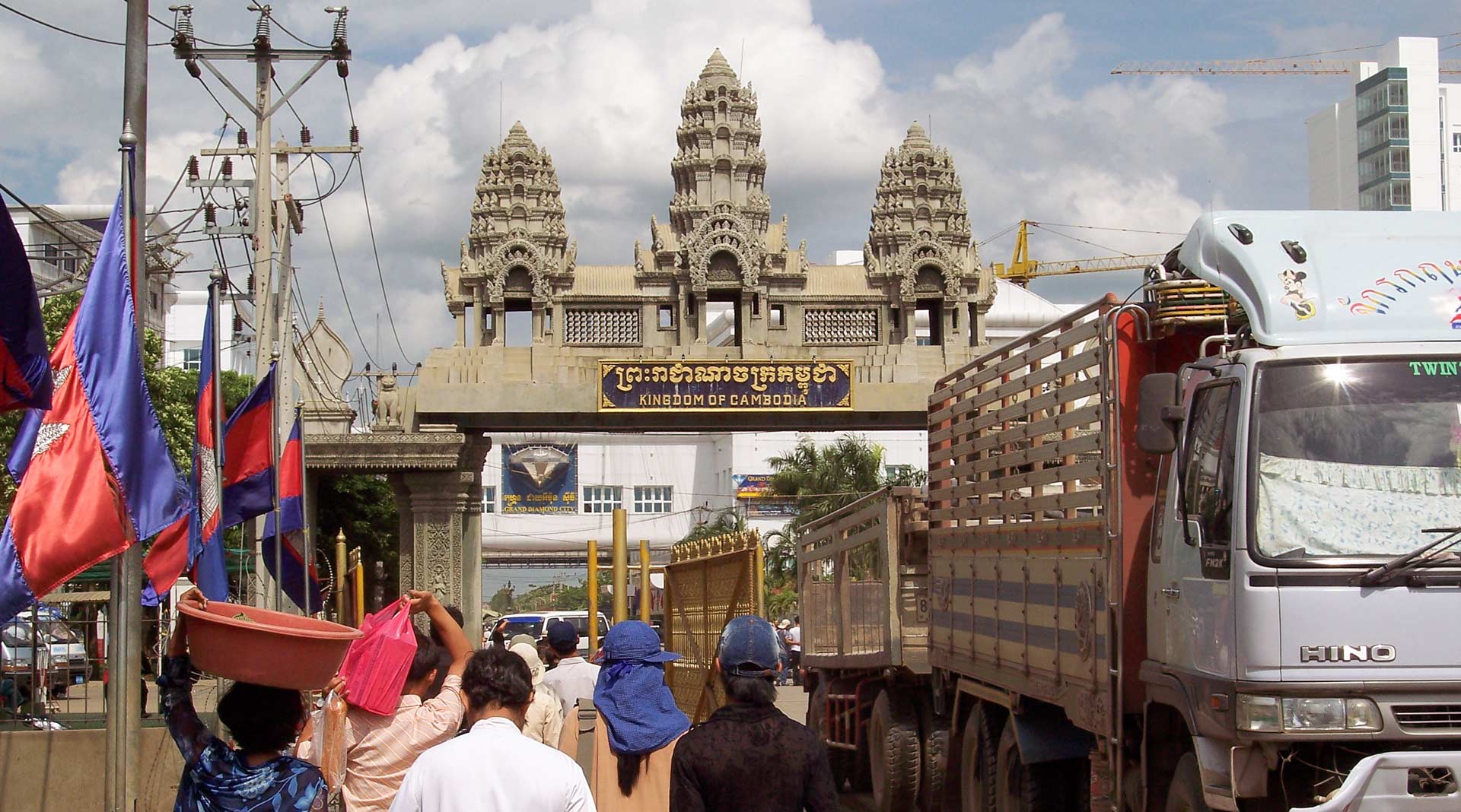 Crossing border gate in Cambodia